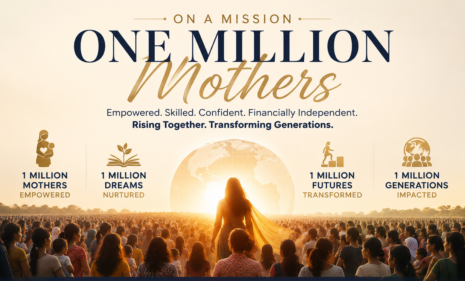 On a mission β One Million Mothers Empowered, Skilled, Confident, Financially Independent. Rising Together. Transforming Generations.